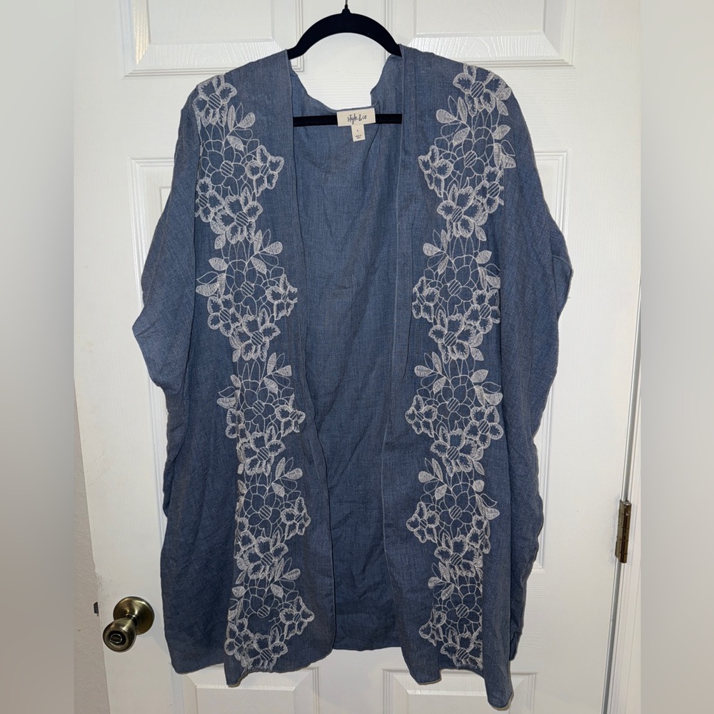 Style & Co. Gray Kimono with Subtle Embroidery